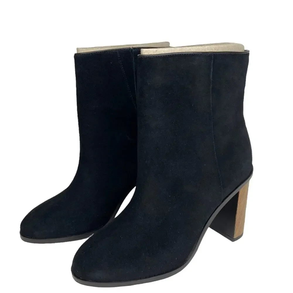 New Ted Baker Orbida Black Suede Block Heel Ankle Boots Size 35.5 - Picture 3 of 16
